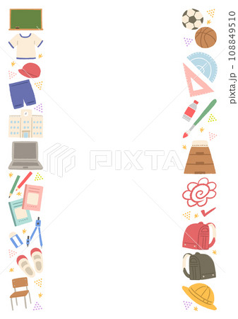 学校生活のアイテムイラストのフレーム 108849510