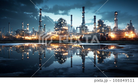 工場地帯の夜景 108849511