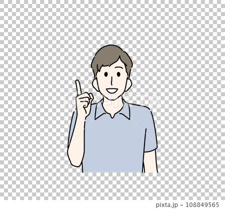 Smiling man raising his index finger (clothes) 108849565