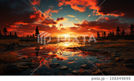 アラスカで見た夕日 108849698