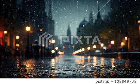 雨の降る町の景色のイラスト素材 [108849738] - PIXTA