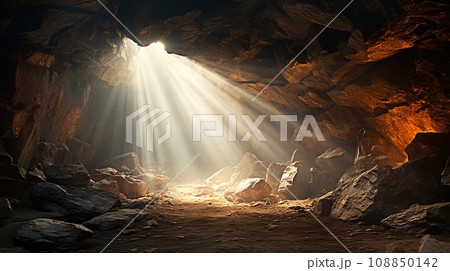 洞窟で光が差し込む風景 洞窟で光が差し込む風景 108850142