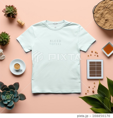Blank t shirt mockup. Template blank shirt top view. background with composition frame. AI Generative. 108850170