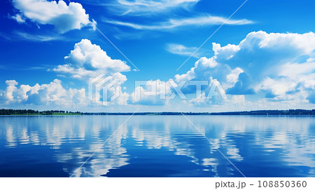 湖面に映った青い空のイラスト素材 [108850360] - PIXTA