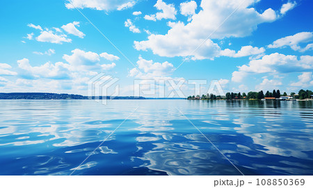 湖面に映った青い空 108850369