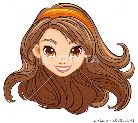 Beautiful Woman with Long Hair and Headband 108851041