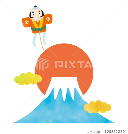 富士山と初日の出と飛んでいる奴凧のイラスト 富士山と初日の出と飛んでいる奴凧のイラスト 108851220