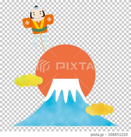 富士山と初日の出と飛んでいる奴凧のイラスト 富士山と初日の出と飛んでいる奴凧のイラスト 108851220