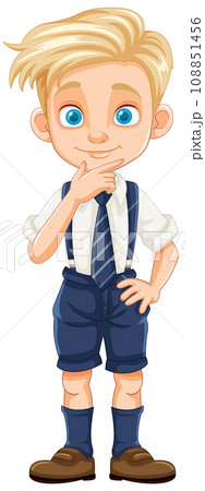Handsome Blond Hair Boy in Uniform Cartoon Character 108851456