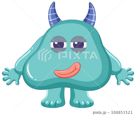 Blue Monster Cartoon Character with Horn Blue Monster Cartoon Character with Horn 108851521