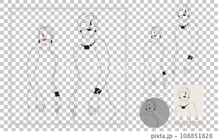 可愛女士線描/時尚女子/成年女性 108851828