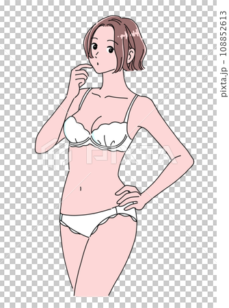 A woman who is in trouble in her underwear 108852613