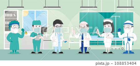 Medical cartoon style flat character design 108853404