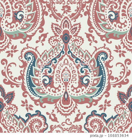 Vintage paisley print, flowers and leaves decor 108853634