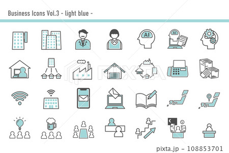 ビジネスアイコンセットC 05 水色 ビジネスアイコンセットC 05 水色 108853701