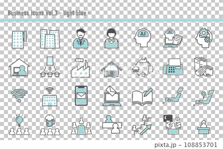 ビジネスアイコンセットC 05 水色 ビジネスアイコンセットC 05 水色 108853701