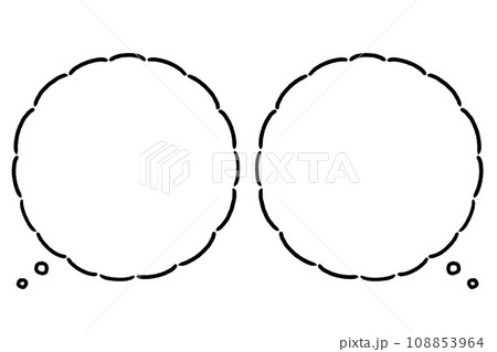 シンプルな線画の手書き風の雲型の吹き出し 108853964