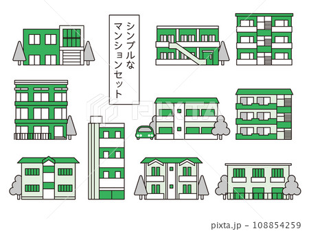 シンプルなマンションのアイコンセット シンプルなマンションのアイコンセット 108854259