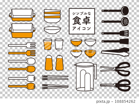 Simple dining table icon set Simple dining table icon set 108854262