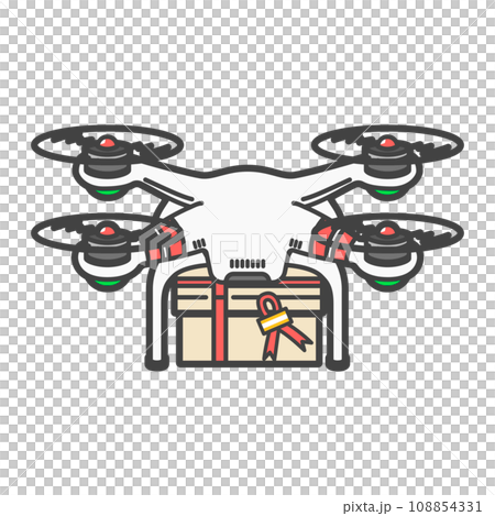 載有聖誕禮物的無人機/無人駕駛飛行器的插圖 108854331
