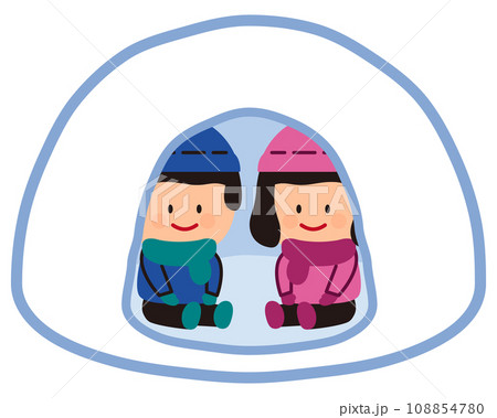 かまくらで遊ぶ子供達のイラスト 108854780