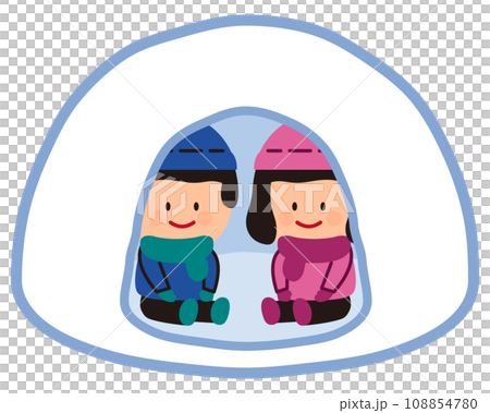 かまくらで遊ぶ子供達のイラスト 108854780