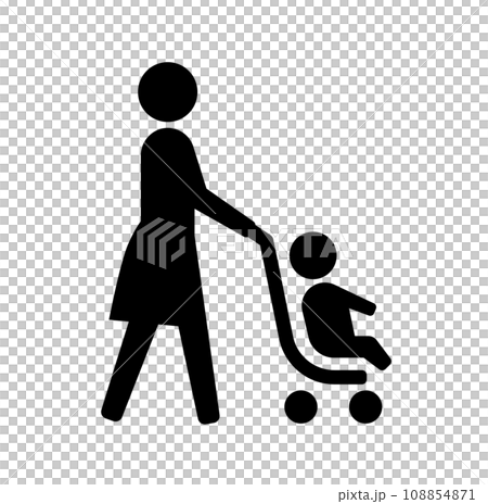 ベビーカーと母親 パブリックアイコン ベビーカーと母親 パブリックアイコン 108854871