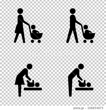 嬰兒車和尿布更換公共圖標 108854873