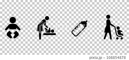 Stroller and baby diaper change public icon 108854878