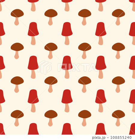 Seamless pattern with red and brown mushrooms. Vector flat background. Seamless pattern with red and brown mushrooms. Vector flat background. 108855240