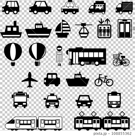 Simple monochrome illustration set of vehicles 108855362