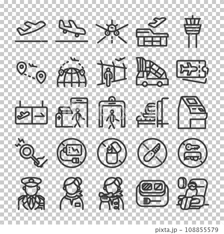 Airport flight icon set Airport flight icon set 108855579