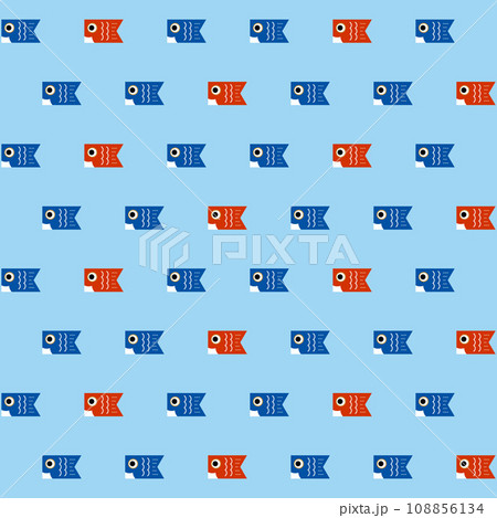 こいのぼり模様の背景 シームレスパターン(水色背景) こいのぼり模様の背景 シームレスパターン(水色背景) 108856134