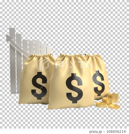 The Money Bag and gold coins for Business concept 3d rendering. 108856214