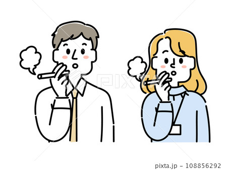タバコを吸っているビジネスマンのイラストセット タバコを吸っているビジネスマンのイラストセット 108856292