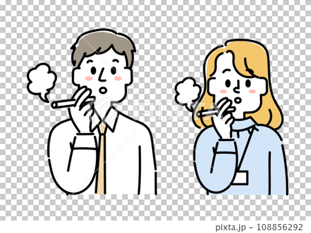タバコを吸っているビジネスマンのイラストセット タバコを吸っているビジネスマンのイラストセット 108856292