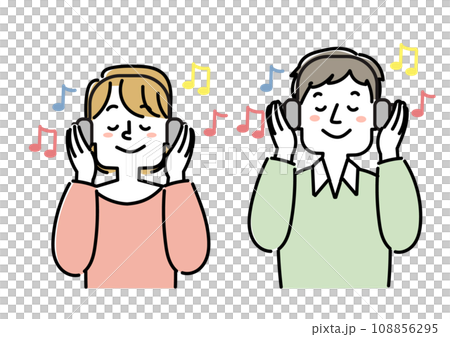 Illustration set of people listening to music 108856295