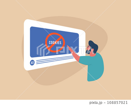 Future of Digital Privacy - Cookieless Advertising Concept. Adapting ad tracking without relying on cookies for enhanced user privacy. Cookieless targeting vector illustration on business background 108857021