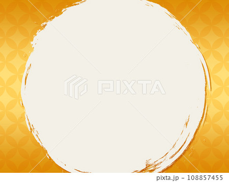 ゴールドの和柄背景フレーム 108857455