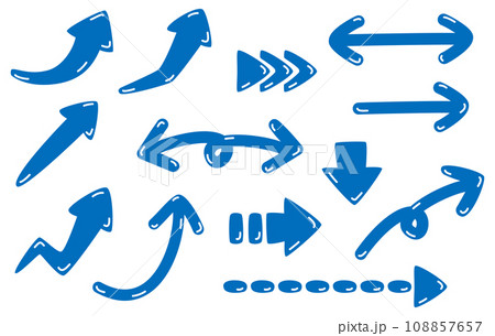 ぷにぷに・ふっくらした立体的な矢印アイコン 青 ぷにぷに・ふっくらした立体的な矢印アイコン 青 108857657