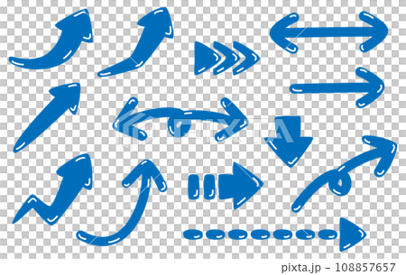ぷにぷに・ふっくらした立体的な矢印アイコン 青 ぷにぷに・ふっくらした立体的な矢印アイコン 青 108857657