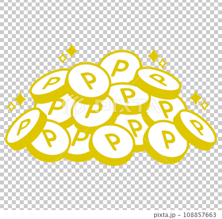 一堆可愛的點硬幣的插圖 一堆可愛的點硬幣的插圖 108857663