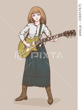 エレキギターを弾く女性 108857675