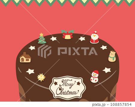 クリスマスケーキのフレーム1　横 108857854