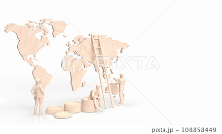 The Business man and world map 3d rendering. The Business man and world map 3d rendering. 108858449