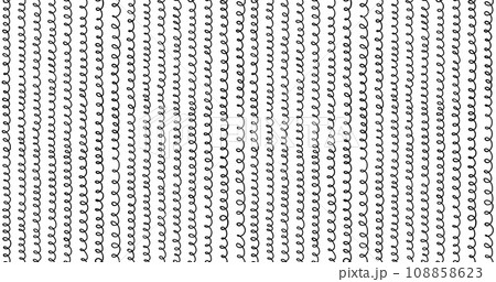 Doodle loop seamless pattern. Abstract black horizontal hand drawn loop lines seamless pattern. Geometric repeating swirled stripes. Wavy fabric texture. Vector illustration on white background 108858623