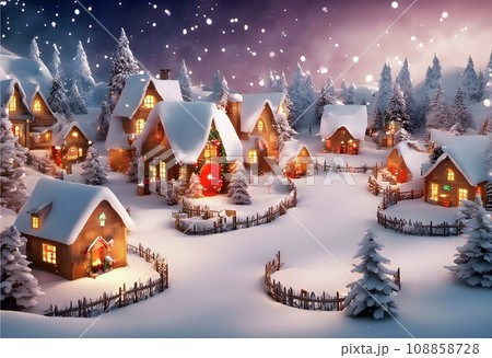 christmas house in the snow christmas house in the snow 108858728
