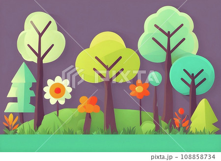 trees and flowers trees and flowers 108858734