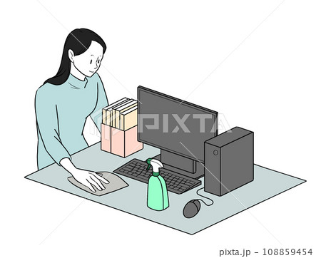 デスクを拭く女性 デスクを拭く女性 108859454