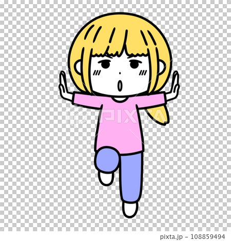 一個女人單腳站立的插圖 108859494